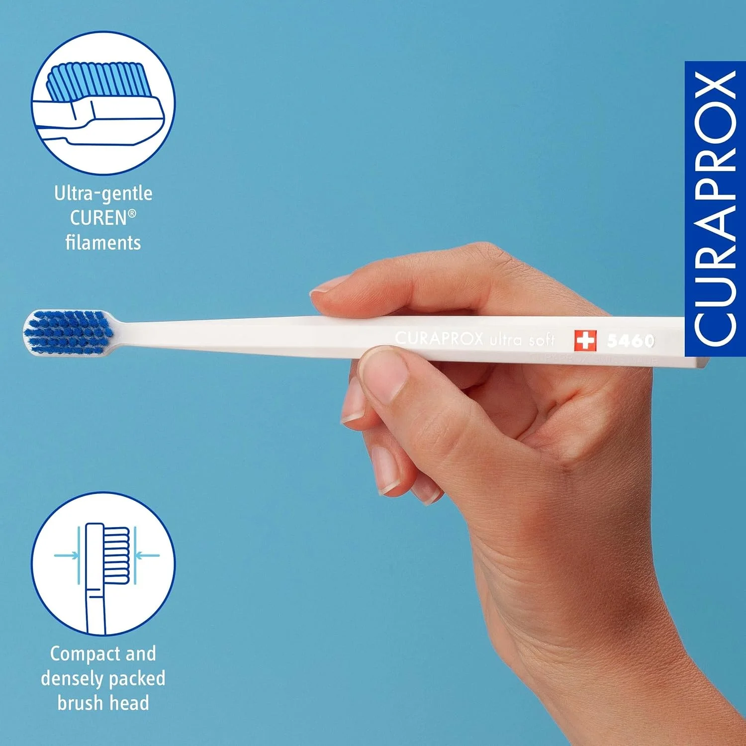 مسواک فوق العاده نرم Curaprox CS 5460 - مراقبت از دندان و لثه | برس های فوق العاده نرم Curen برای تمیز کردن ملایم | سفید، آبی تیره، صورتی، بسته بندی جداگانه مسواک فوق العاده نرم Curaprox CS 5460 - مراقبت از دندان و لثه | برس های فوق العاده نرم Curen برای تمیز کردن ملایم | سفید، آبی تیره، صورتی، بسته بندی جداگانه