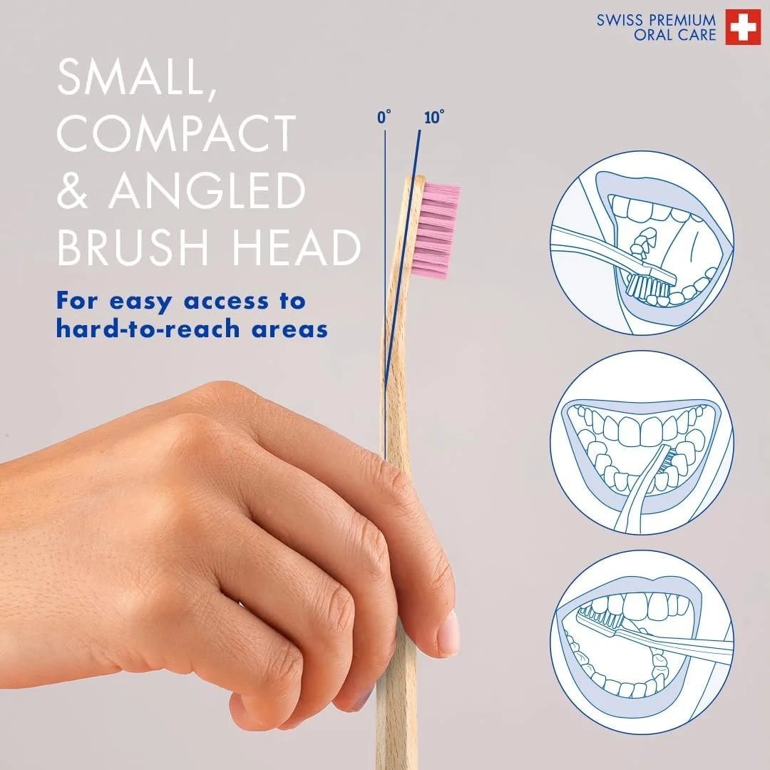 مسواک فوقالعاده نرم Curaprox CS Wood I دارای 4440 رشته CUREN® برای دندانها و لثههای سالمتر I دسته چوبی از جنس چوب راش پایدار I تمیز کردن ملایم برای بزرگسالان، بسته تکی مسواک فوقالعاده نرم Curaprox CS Wood I دارای 4440 رشته CUREN® برای دندانها و لثههای سالمتر I دسته چوبی از جنس چوب راش پایدار I تمیز کردن ملایم برای بزرگسالان، بسته تکی