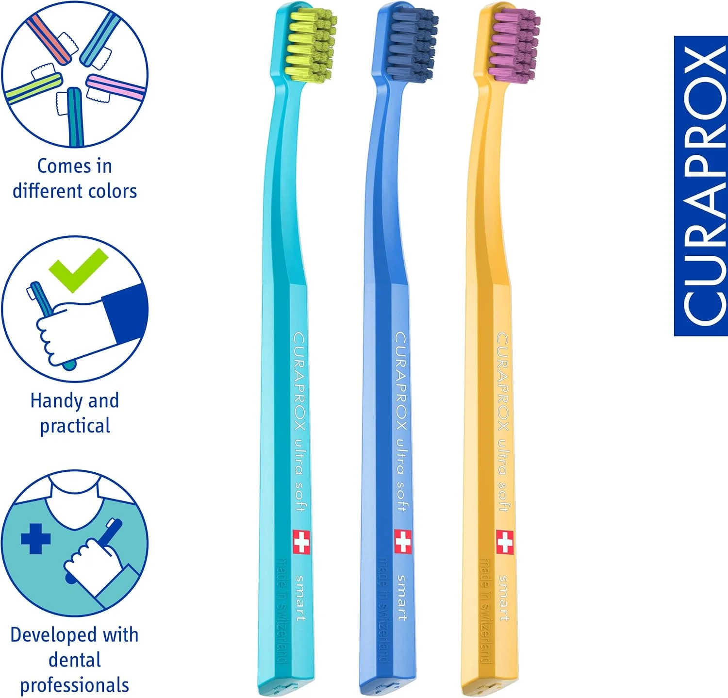 مسواک Curaprox CS Smart بسته سه تایی - 3 عدد مسواک نرم با سر کوچک برای بزرگسالان با 7600 رشته CUREN® - مسواک دستی Curaprox مسواک Curaprox CS Smart بسته سه تایی - 3 عدد مسواک نرم با سر کوچک برای بزرگسالان با 7600 رشته CUREN® - مسواک دستی Curaprox