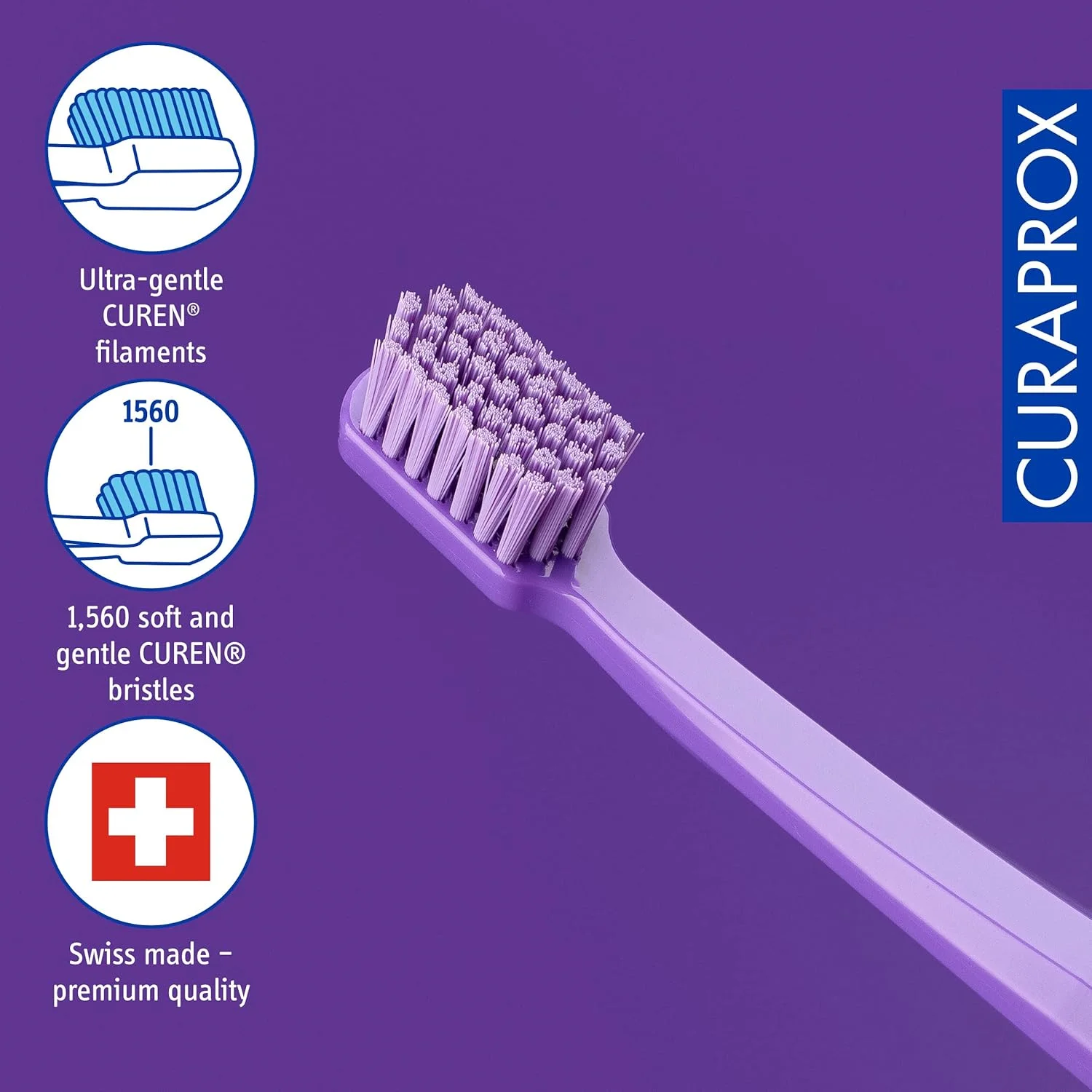 مسواک نرم Curaprox CS 1560 - مسواک دستی بزرگسالان با 1560 رشته CUREN نرم - رنگ تصادفی