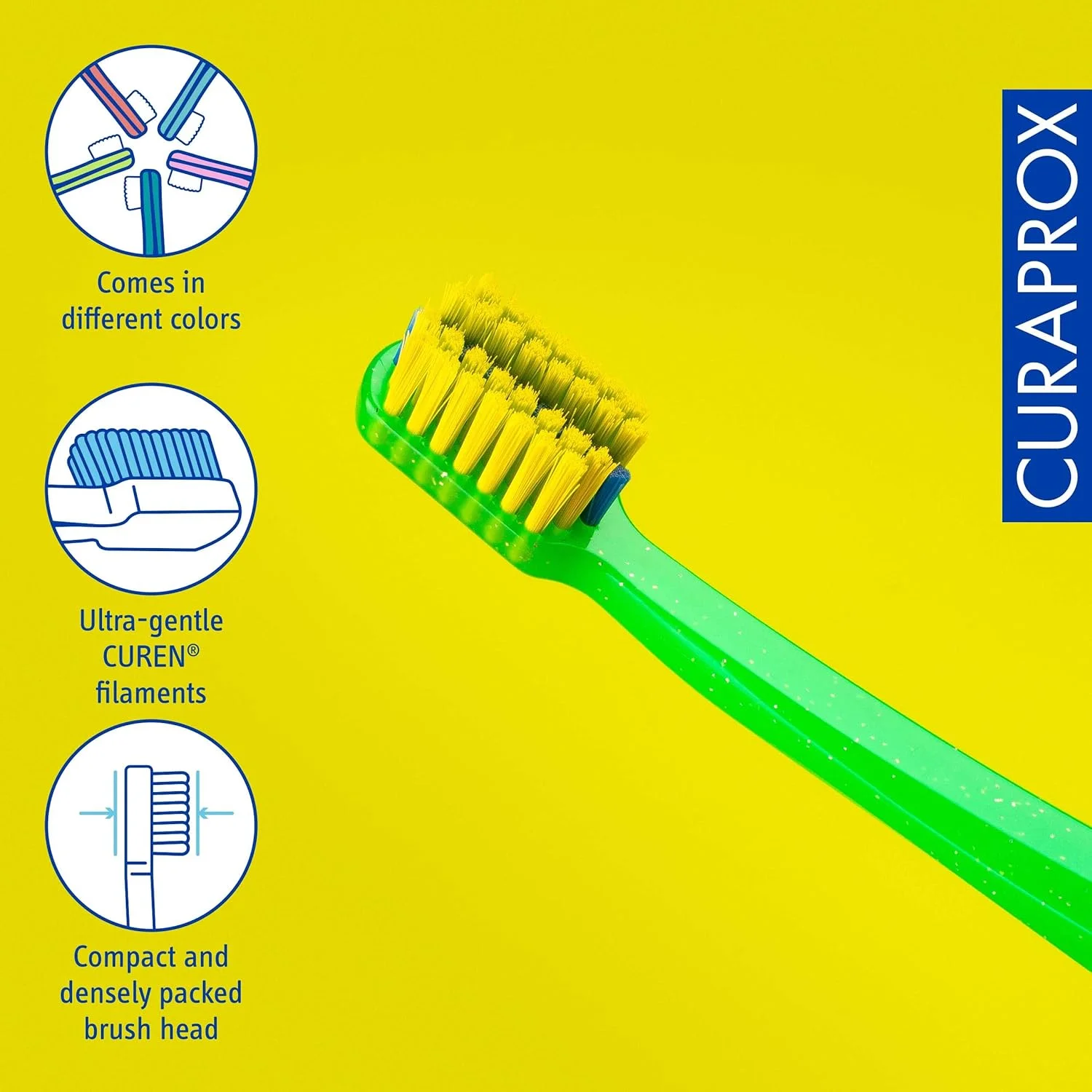 مسواک دستی بسیار نرم Curaprox CS 5460، دارای 5460 برس CUREN® برای بزرگسالان، بسته تکی مناسب ارتودنسی