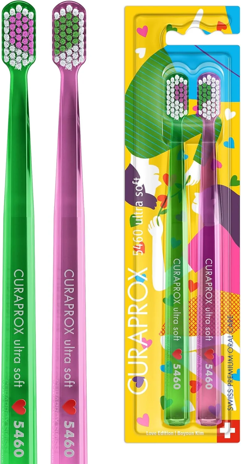 مسواک دستی بسیار نرم Curaprox CS 5460، نسخه ویژه: عشق 2023، بسته 2 عددی، مسواک نرم