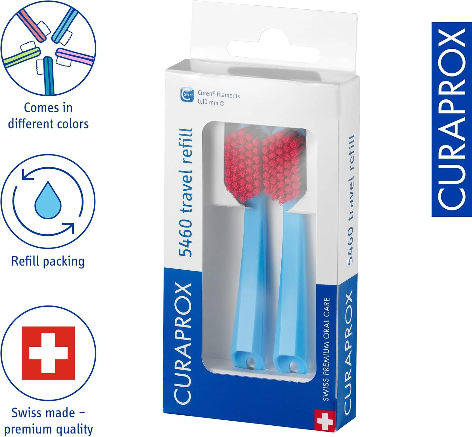 سری یدک مسواک مسافرتی Curaprox CS 5460 | سری یدک فوق العاده نرم برای لثه های حساس، تمیز کردن ملایم، بسته 2 عددی، رنگ های متنوع سری یدک مسواک مسافرتی Curaprox CS 5460 | سری یدک فوق العاده نرم برای لثه های حساس، تمیز کردن ملایم، بسته 2 عددی، رنگ های متنوع