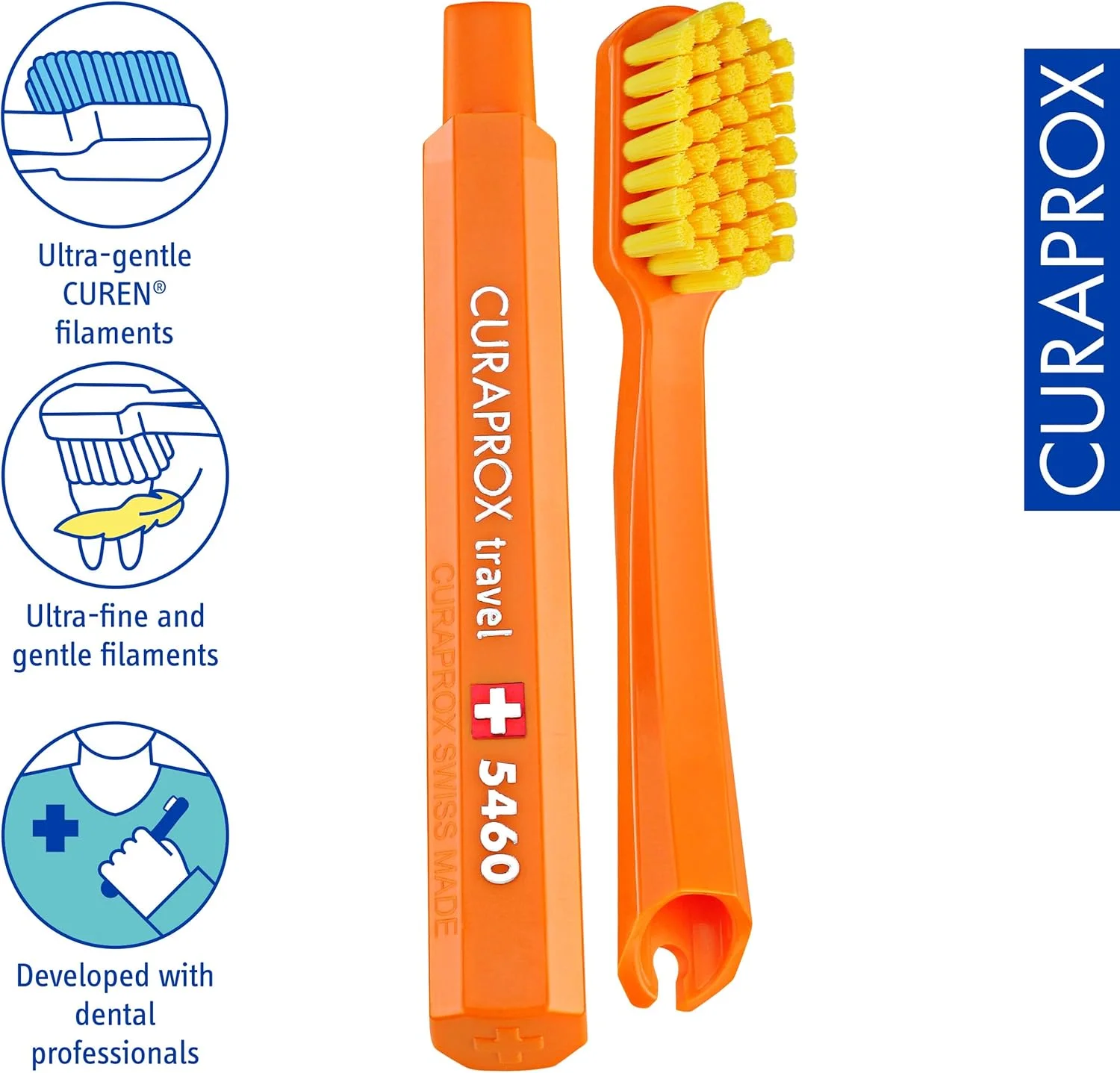 سری یدک مسواک مسافرتی Curaprox CS 5460 | سری یدک فوق العاده نرم برای لثه های حساس، تمیز کردن ملایم، بسته 2 عددی، رنگ های متنوع سری یدک مسواک مسافرتی Curaprox CS 5460 | سری یدک فوق العاده نرم برای لثه های حساس، تمیز کردن ملایم، بسته 2 عددی، رنگ های متنوع