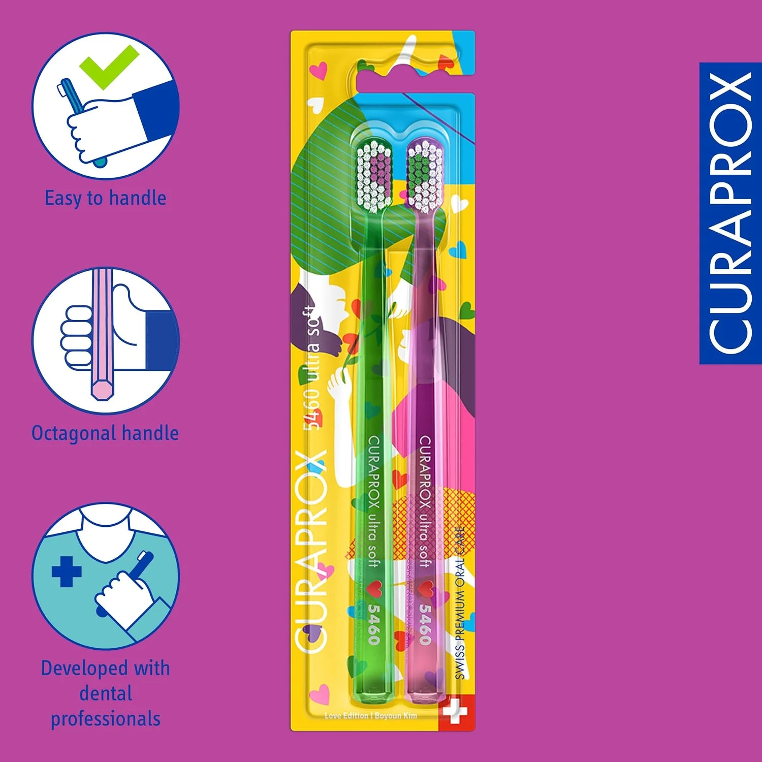 مسواک دستی بسیار نرم Curaprox CS 5460، نسخه ویژه: عشق 2023، بسته 2 عددی، مسواک نرم مسواک دستی بسیار نرم Curaprox CS 5460، نسخه ویژه: عشق 2023، بسته 2 عددی، مسواک نرم