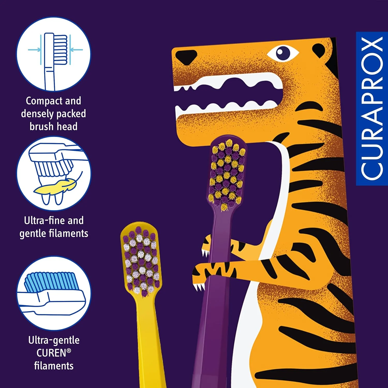 مسواک دستی فوق نرم Curaprox CS 5460 نسخه ویژه ببر بسته 2 عددی مسواک دستی فوق نرم Curaprox CS 5460 نسخه ویژه ببر بسته 2 عددی