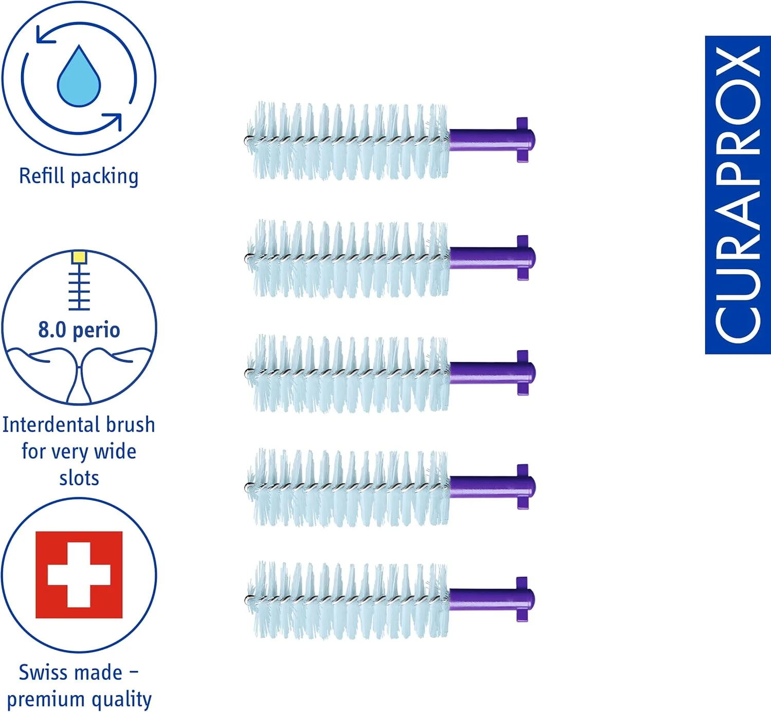 سری یدک Curaprox CPS 408 Perio | 5 برس فوق العاده ظریف 2.2 میلی متری برای تمیز کردن ملایم و دقیق | ایده آل برای لثه های حساس و از بین بردن پلاک روزانه، بسته بنفش تیره سری یدک Curaprox CPS 408 Perio | 5 برس فوق العاده ظریف 2.2 میلی متری برای تمیز کردن ملایم و دقیق | ایده آل برای لثه های حساس و از بین بردن پلاک روزانه، بسته بنفش تیره