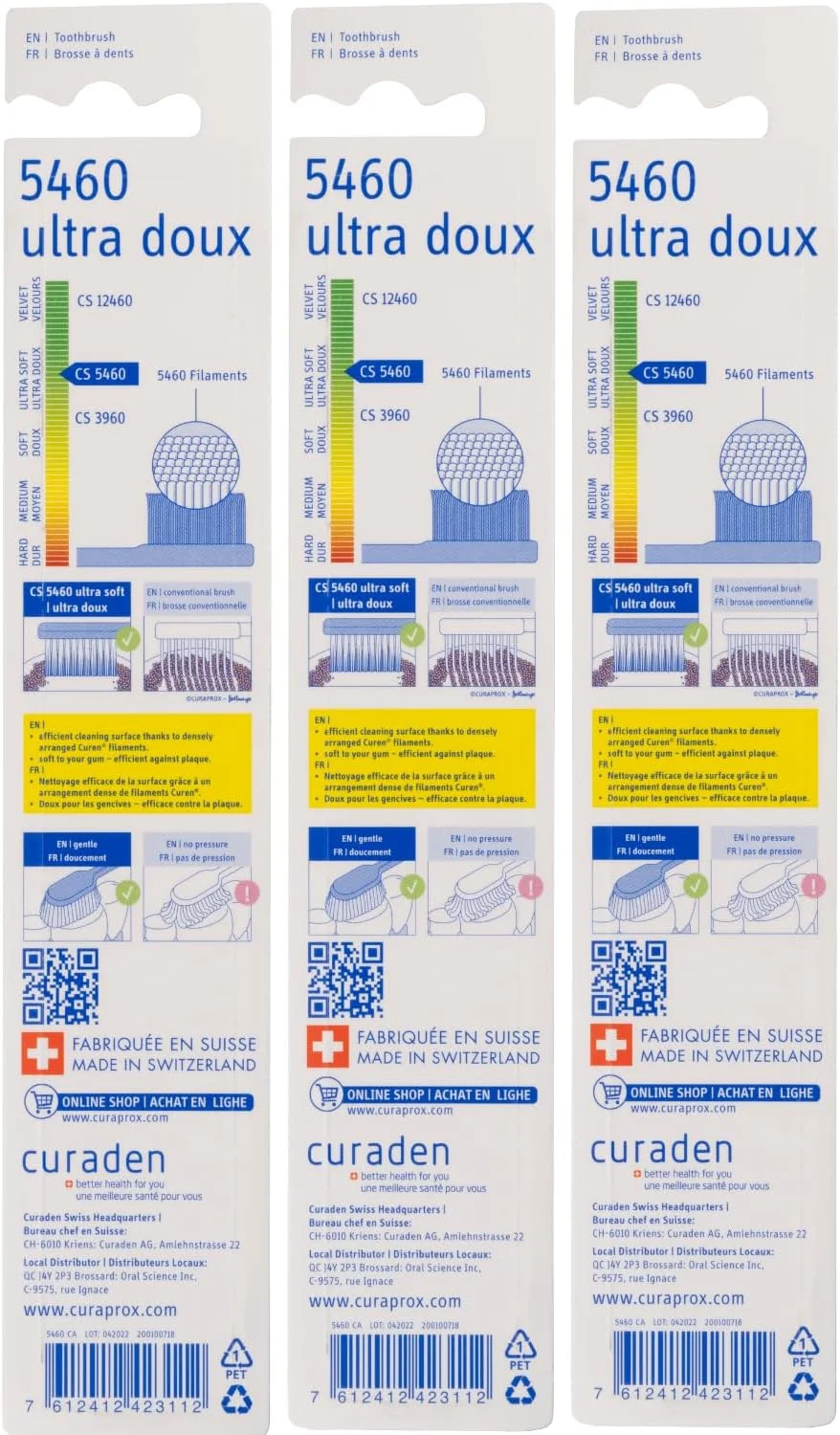 مسواک فوق العاده نرم Curaprox CS5460 سوئیسی - بسته 3 عددی پاک کننده پلاک برای دندان و لثه مسواک فوق العاده نرم Curaprox CS5460 سوئیسی - بسته 3 عددی پاک کننده پلاک برای دندان و لثه