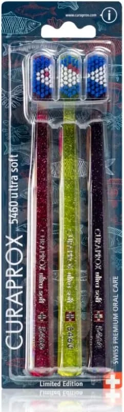 مسواک فوق العاده نرم Curaprox نسخه ویژه سه تایی 5460 طرح ماهیگیری