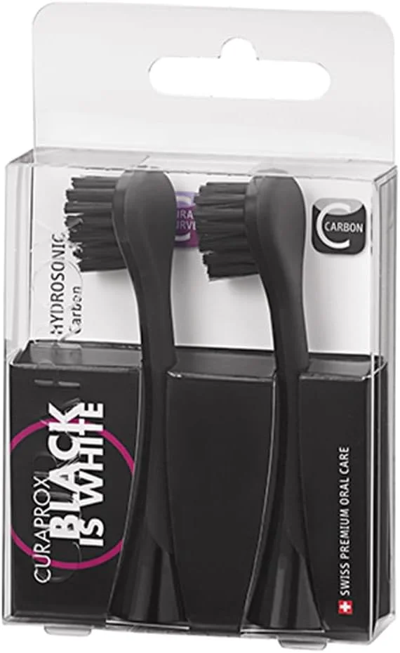 سری یدک مسواک برقی کیوراپراکس هیدروسونیک بلک ایز وایت کربنی، بسته 2 عددی - سازگار با مسواک برقی کیوراپراکس