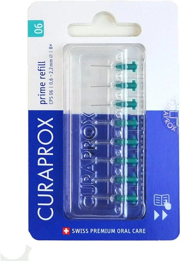 سری یدک برس بین دندانی Curaprox Swiss CPS 06 Prime، ۸ عددی، فیروزه ای
