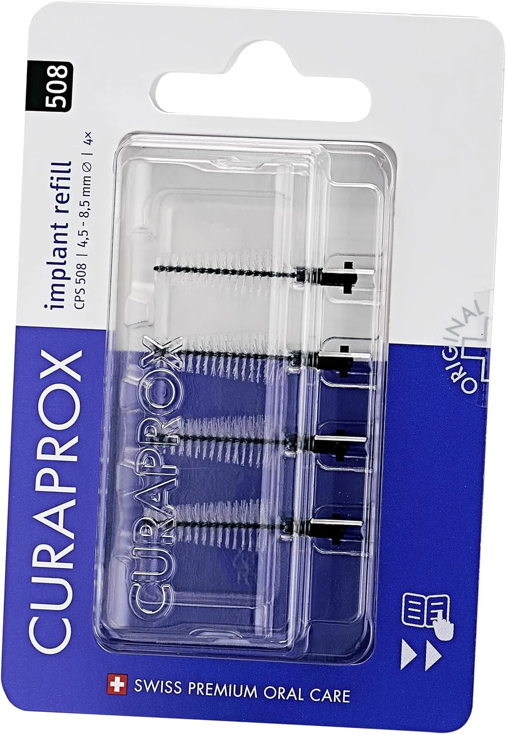 یدک برس بین دندانی ایمپلنت Curaprox CPS 508، مشکی، 4 عددی