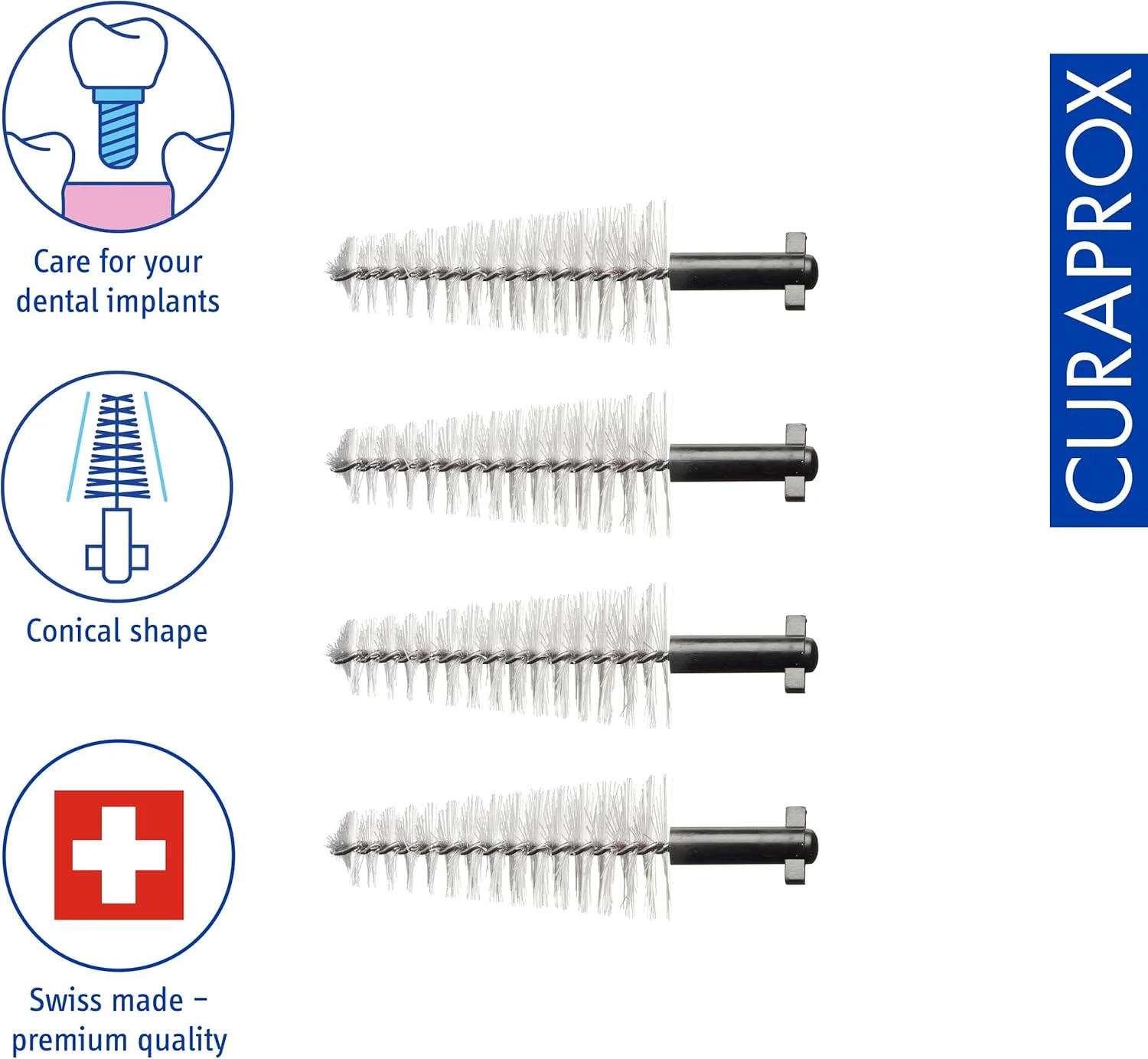 یدک برس بین دندانی ایمپلنت Curaprox CPS 508، مشکی، 4 عددی یدک برس بین دندانی ایمپلنت Curaprox CPS 508، مشکی، 4 عددی