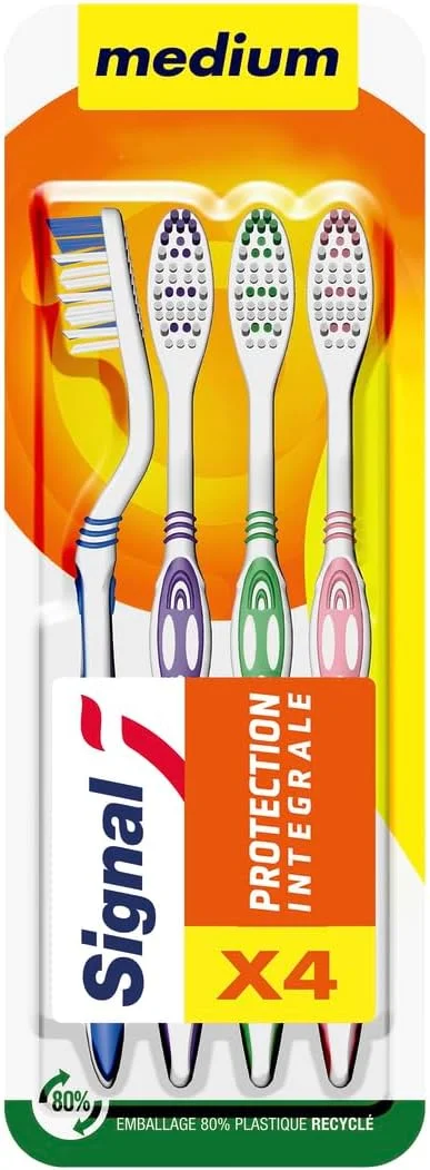 مسواک سیگنال با برس متوسط مدل اینتگرال پروتکشن بسته 4 عددی، با باتری مسواک سیگنال با برس متوسط مدل اینتگرال پروتکشن بسته 4 عددی، با باتری