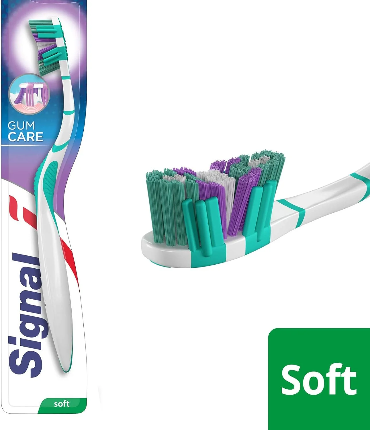 مسواک نرم مراقبت از لثه سیگنال، متوسط، رنگ های متنوع - بسته 1 عددی
