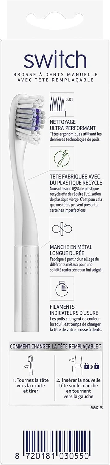 مسواک نرم سیگنال سوییچ Complete Care، دسته فلزی قابل استفاده مجدد، سرهای قابل تعویض 100% قابل بازیافت، مشکی یا نقره ای، کیت استارتر (دسته + سر) x1 مسواک نرم سیگنال سوییچ Complete Care، دسته فلزی قابل استفاده مجدد، سرهای قابل تعویض 100% قابل بازیافت، مشکی یا نقره ای، کیت استارتر (دسته + سر) x1