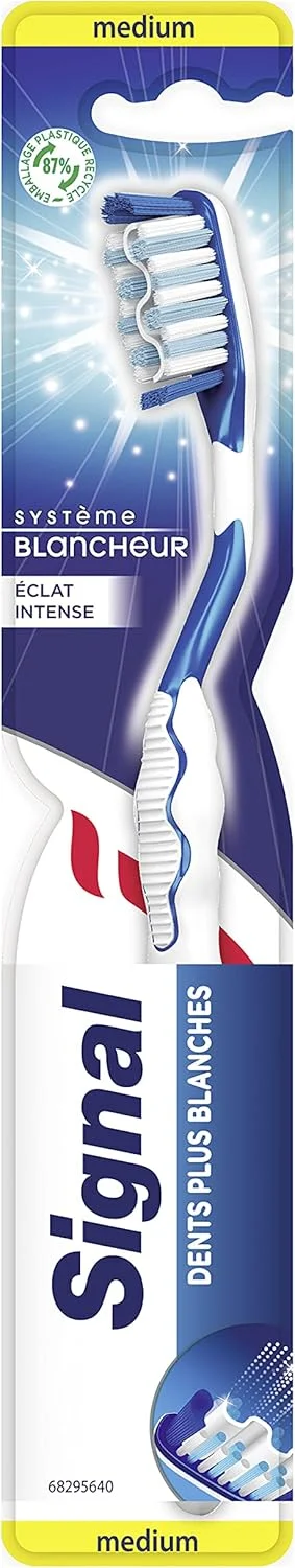مسواک سیگنال X12 با برس متوسط، سیستم سفید کننده قوی مینای دندان (بسته 12 عددی)