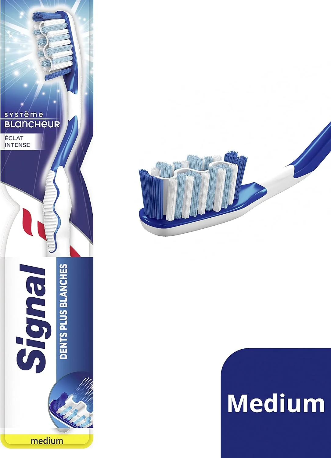 مسواک سیگنال X12 با برس متوسط، سیستم سفید کننده قوی مینای دندان (بسته 12 عددی)
