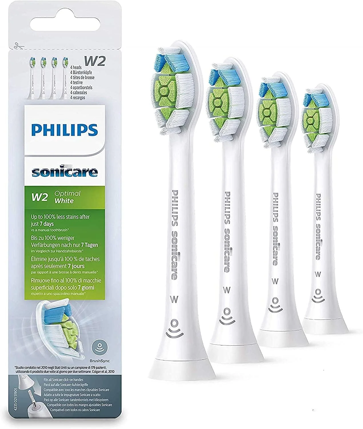 سری یدک مسواک برقی فیلیپس Sonicare W2 Optimal White مدل HX6064/12 بسته 4 عددی سایز استاندارد