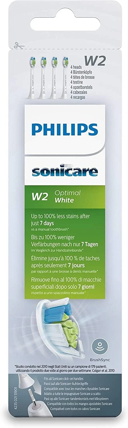 سری یدک مسواک برقی فیلیپس Sonicare W2 Optimal White مدل HX6064/12 بسته 4 عددی سایز استاندارد
