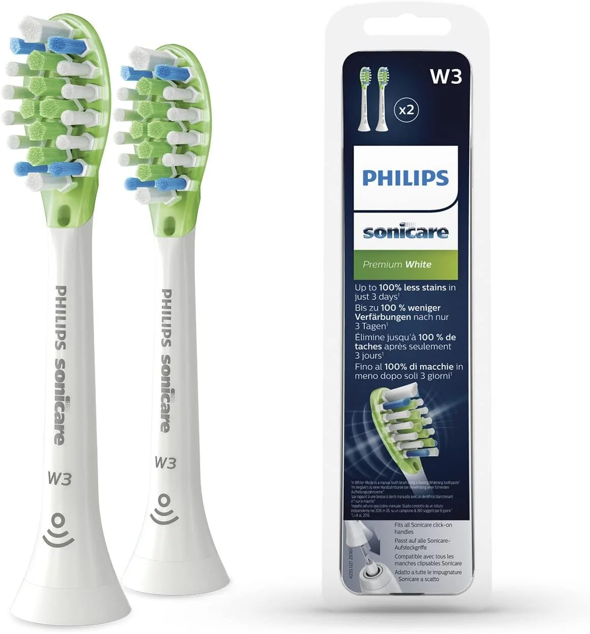 سری یدک مسواک برقی فیلیپس Sonicare Premium White BrushSync، سفید، بسته 2 عددی HX9062/17