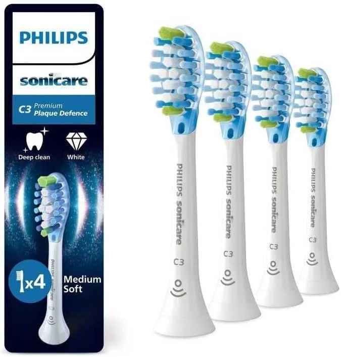 سری یدک مسواک برقی فیلیپس Sonicare C3 Premium Plaque Defence، سفید، بسته 4 عددی، HX9044/87