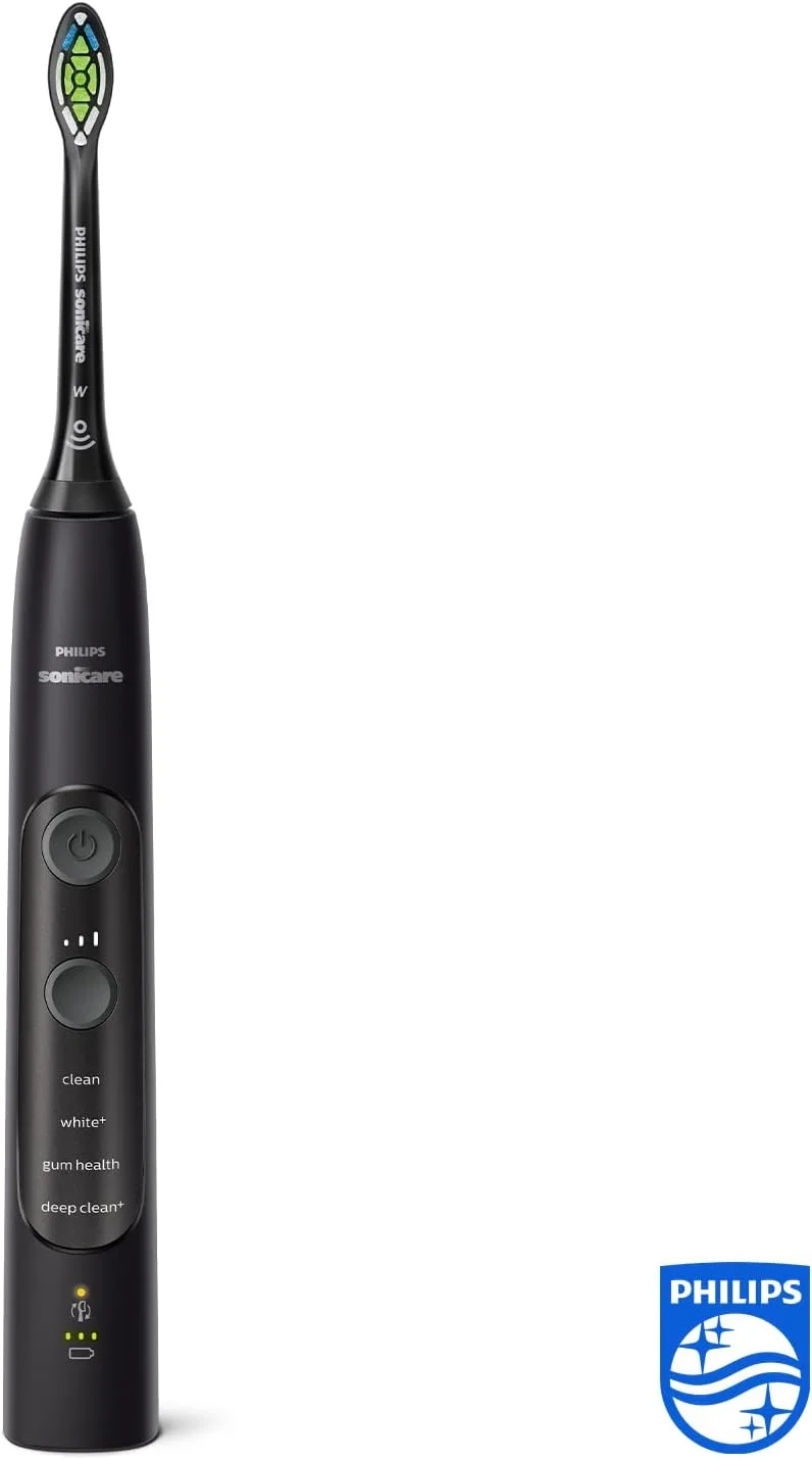 مسواک برقی شارژی PHILIPS Sonicare Advanced Whitening Edition، 4 حالت، 3 شدت، حسگر فشار لثه، بلوتوث، دوشاخه حمام 2 پین بریتانیا - مشکی - Hx9631/17