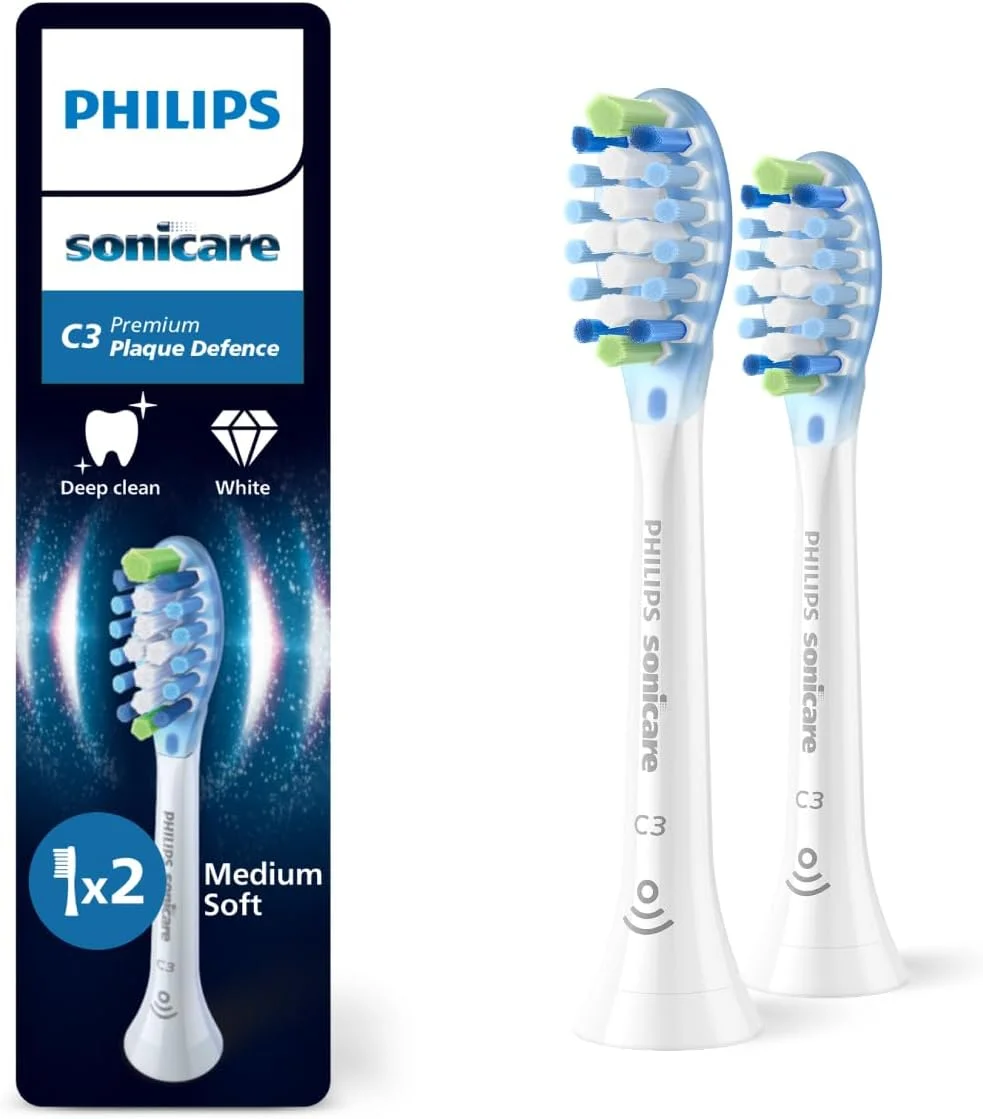 سری یدک مسواک برقی فیلیپس Sonicare C3 Premium Plaque Defence، سفید، بسته 2 عددی، HX9042/87