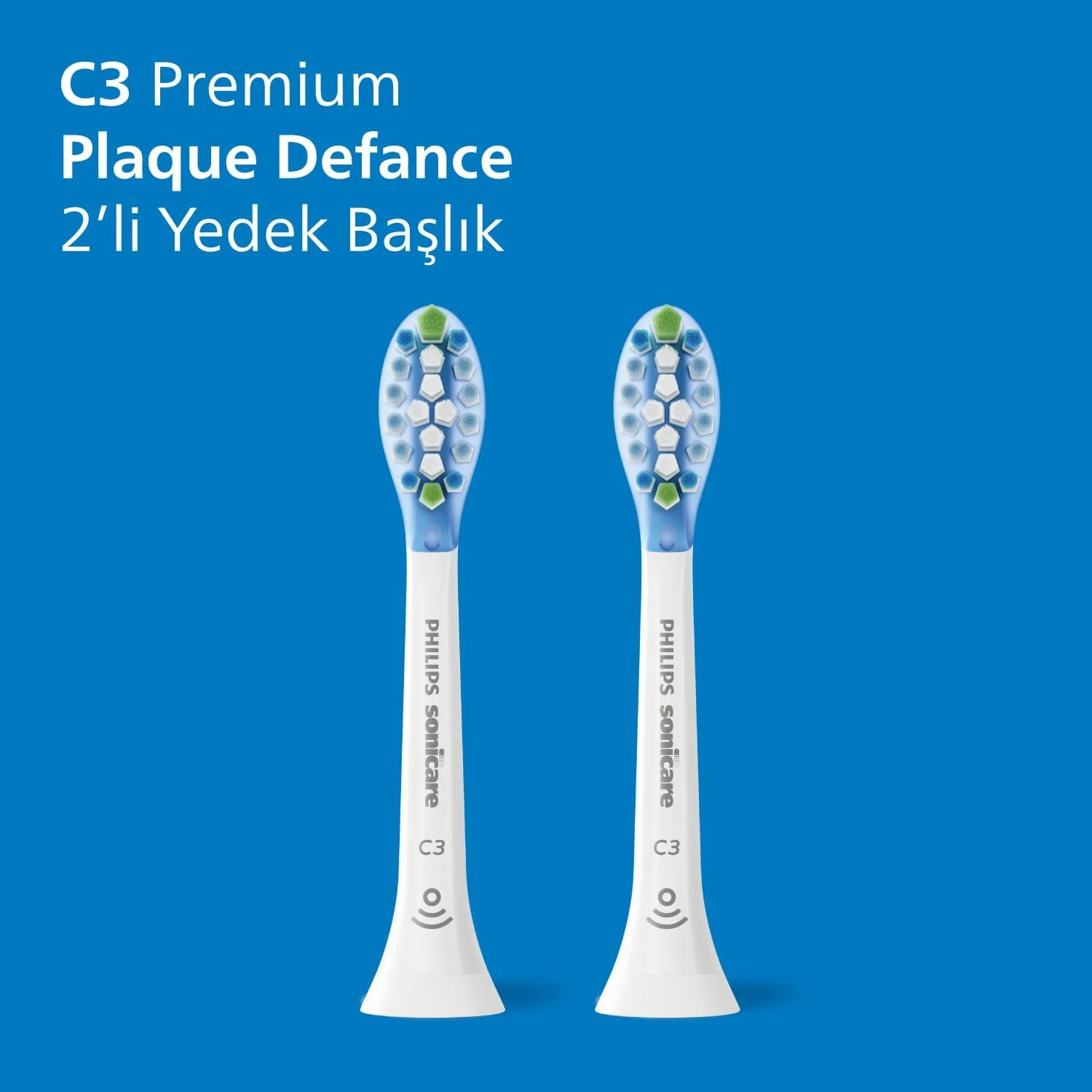 سری یدک مسواک برقی فیلیپس Sonicare C3 Premium Plaque Defence، سفید، بسته 2 عددی، HX9042/87