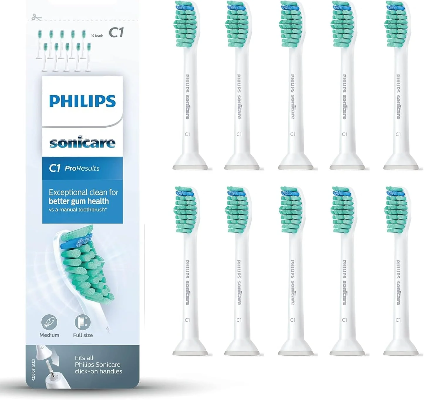 سری مسواک برقی استاندارد فیلیپس Sonicare ProResults مدل HX6010/32 - بسته 10 عددی سفید