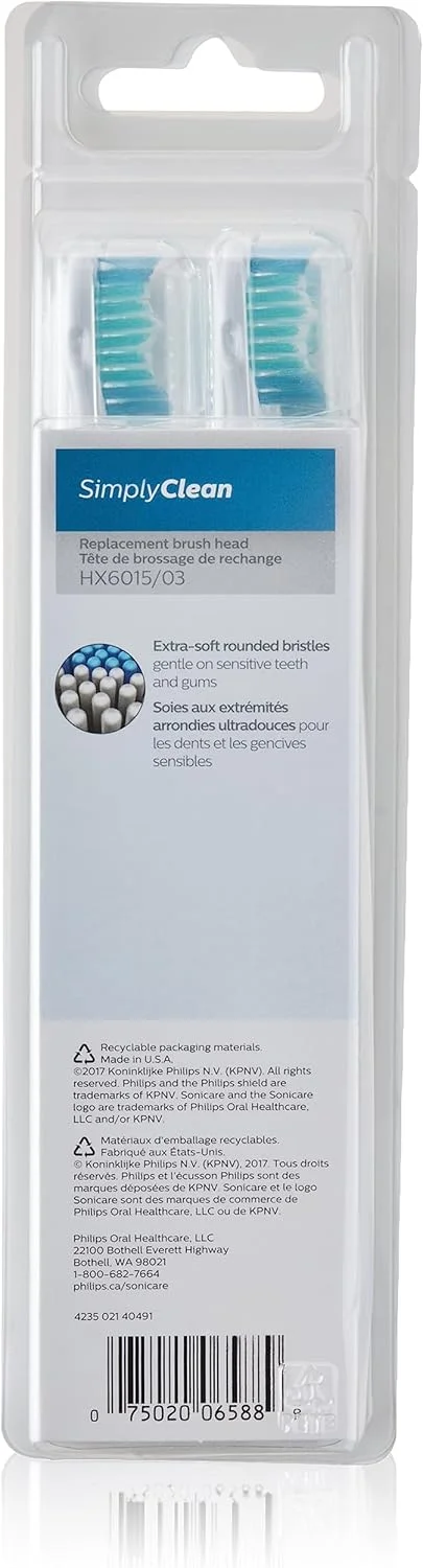 سری یدک مسواک برقی فیلیپس Sonicare HX6015/03 مدل Simply Clean - سفید (بسته 5 عددی)