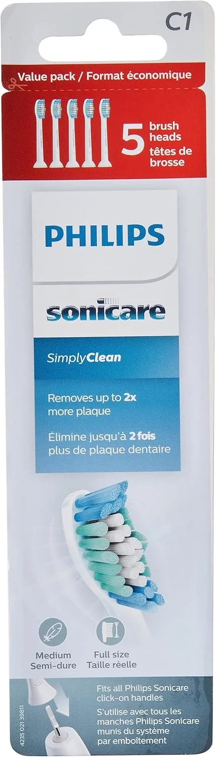 سری یدک مسواک برقی فیلیپس Sonicare HX6015/03 مدل Simply Clean - سفید (بسته 5 عددی)