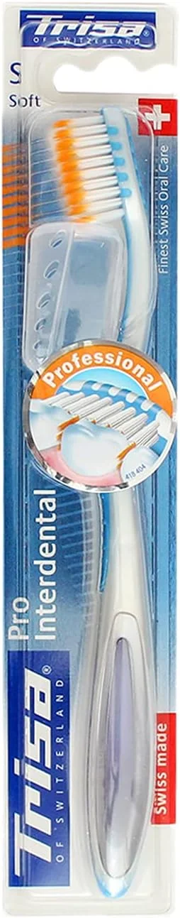 مسواک بین دندانی نرم Trisa Pro، تمیز کننده حرفه ای، بهداشت دهان و دندان سوئیسی، 1 عدد، رنگ متنوع