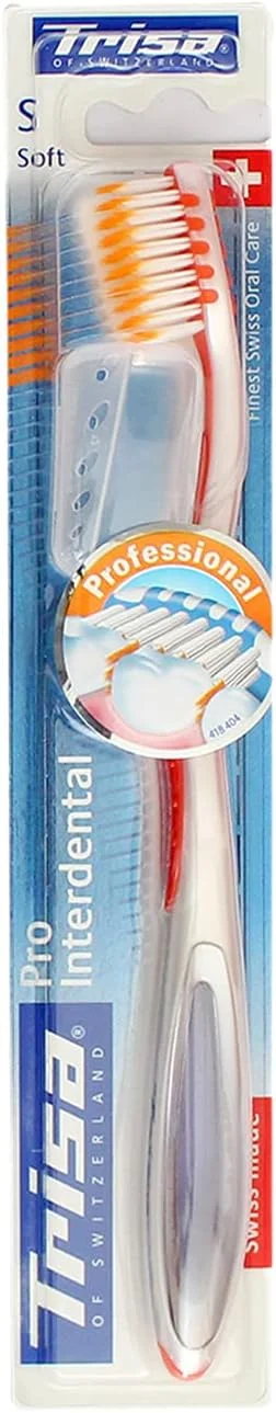 مسواک بین دندانی نرم Trisa Pro، تمیز کننده حرفه ای، بهداشت دهان و دندان سوئیسی، 1 عدد، رنگ متنوع