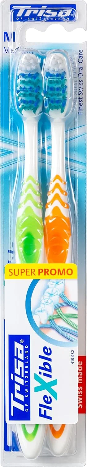 مسواک تریزا انعطاف پذیر متوسط 2 عددی رنگ های متنوع