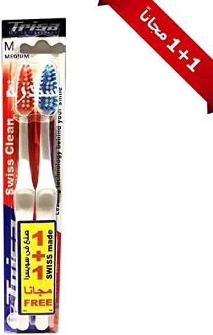 مسواک متوسط سوییسی تریزا کلین، سر برس جمع و جور، کیفیت سوییسی - رشته های کاملا گرد، رنگ های متنوع، 1+1 رایگان