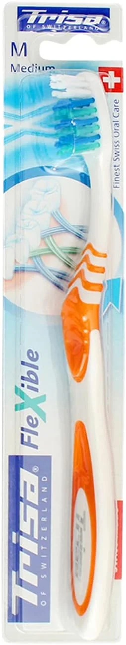 مسواک مدیوم انعطاف پذیر تریزا، بهترین مراقبت دهان و دندان سوئیسی، مناسب بزرگسالان، ملایم روی دندان ها و لثه ها، برس های نرم، رنگ های متنوع، 1 عدد