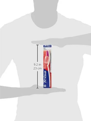 مسواک متوسط سوییسی Trisa Clean، سر برس جمع و جور، کیفیت سوییسی - رشته های کاملا گرد، با درپوش مسافرتی، رنگ های متنوع، 1 عدد