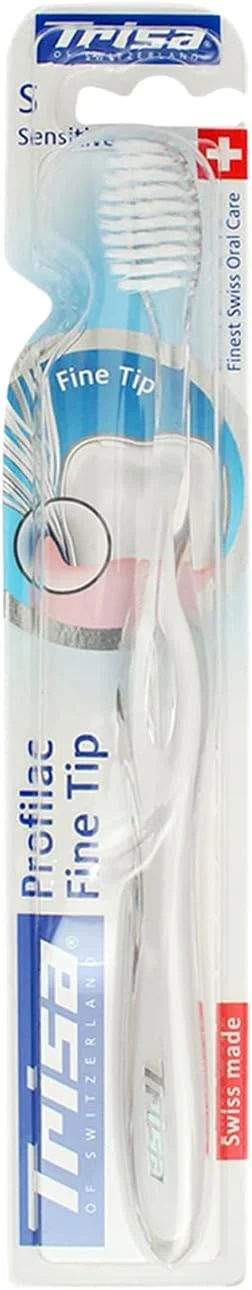 مسواک بزرگسال تریزا Profilac Finetip Soft، بهترین مراقبت دهان و دندان سوئیسی، نوک ظریف میکرو صاف، سر برس جمع و جور، طراحی دسته زیبا، 1 عدد