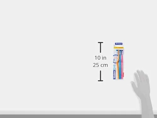 مسواک نرم بزرگسال تریزا فرش سوپر کلین با درپوش مسافرتی، ساخت سوئیس، بهترین مراقبت دهان و دندان سوئیسی، انتهای فیلامنت کاملا گرد، بسته متنوع 3 عددی.