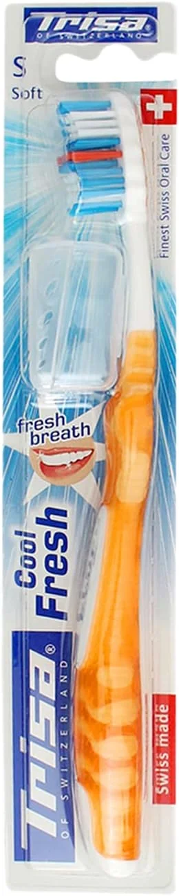 مسواک نرم تریزا Cool Fresh با درپوش مسافرتی، بهترین مراقبت دهان و دندان سوئیسی، برس فوق العاده نرم و انعطاف پذیر - 1 عدد