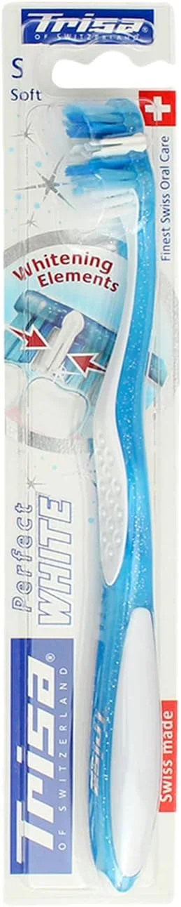 مسواک برس نرم تریزا پرفکت وایت، با عناصر سفید کننده منحصر به فرد، بهترین مراقبت دهان و دندان سوئیسی، بزرگسال، 1 عدد. مجموعه متنوع