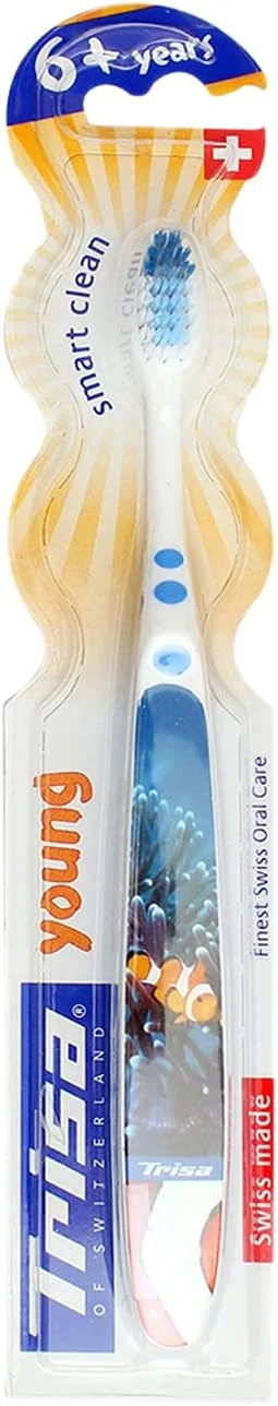 مسواک کودک تریزا یانگ، مدل اسمارت کلین، بهترین مراقبت دهان و دندان سوئیسی، مناسب برای 6 سال به بالا، تمیز کننده موثر دندان ها، با برس های نرم در شیار داخلی که به آرامی لثه ها را ماساژ می دهد، 1 عدد، جور شده