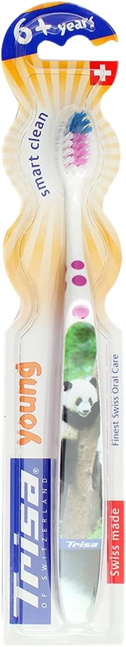 مسواک کودک تریزا یانگ، مدل اسمارت کلین، بهترین مراقبت دهان و دندان سوئیسی، مناسب برای 6 سال به بالا، تمیز کننده موثر دندان ها، با برس های نرم در شیار داخلی که به آرامی لثه ها را ماساژ می دهد، 1 عدد، جور شده