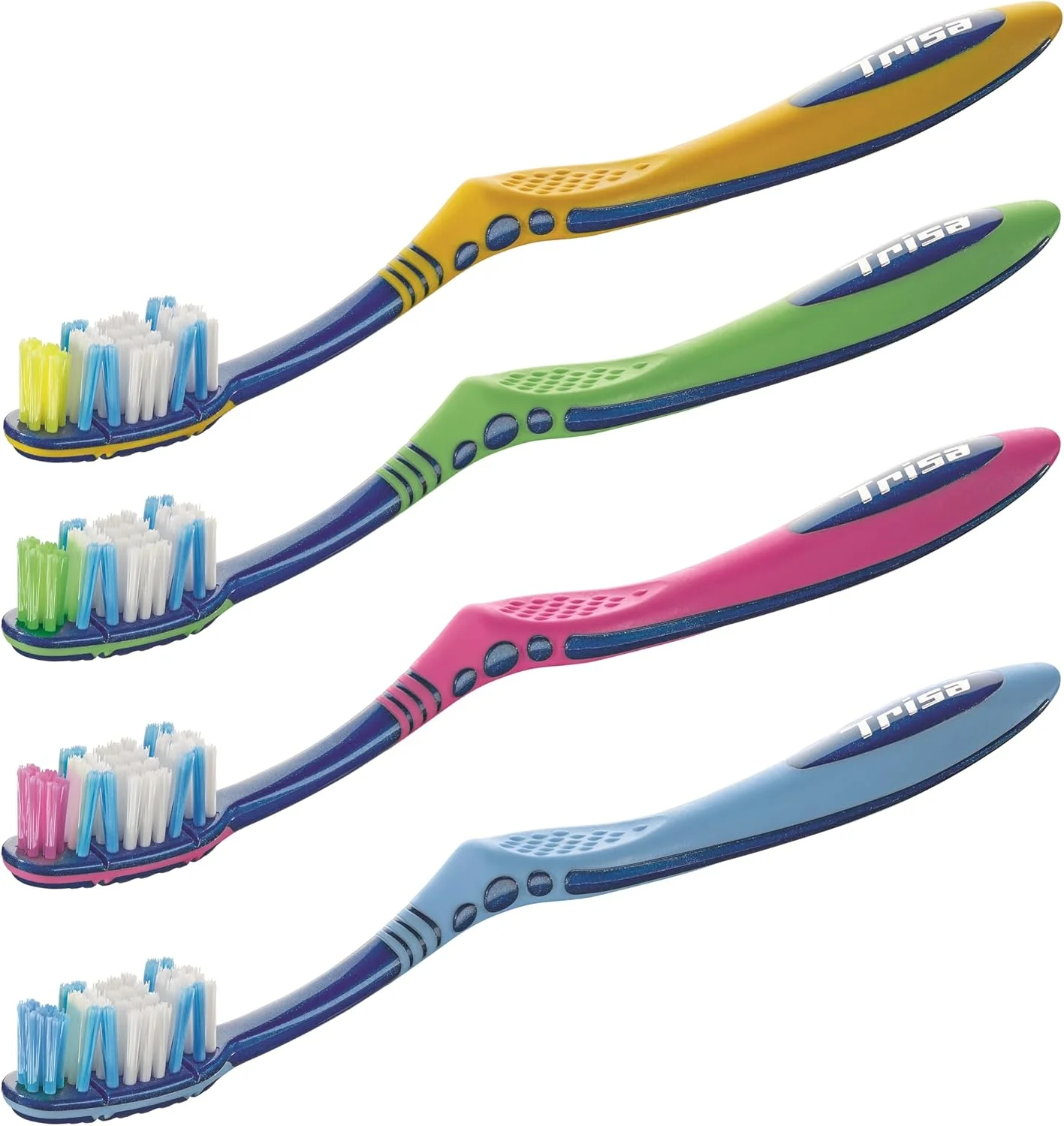 مسواک بزرگسال تریزا با سر انعطاف پذیر و برس متوسط، بهترین مراقبت دهان و دندان سوئیسی، دسته ارگونومیک، طراحی منحصر به فرد، رنگ های متنوع، 1 عدد
