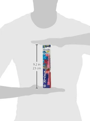 سری یدک مسواک کودکانه Trisa Pro Clean، برای تمیز کردن آسان و کامل، 3+ سال، ساخت سوئیس، 2 عدد، رنگ جور