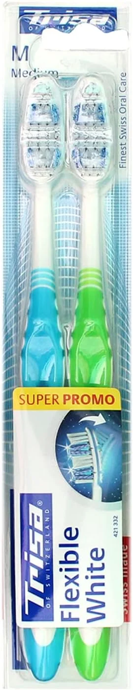 تریزا مسواک مدیوم انعطاف پذیر سفید بسته 2 عددی (رنگ جور)