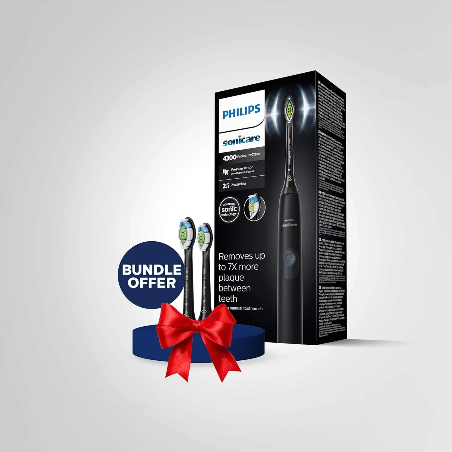 مسواک برقی فیلیپس Sonicare 4300 Protective Clean HX6800/44 + سری مسواک HX6062/96، مشکی