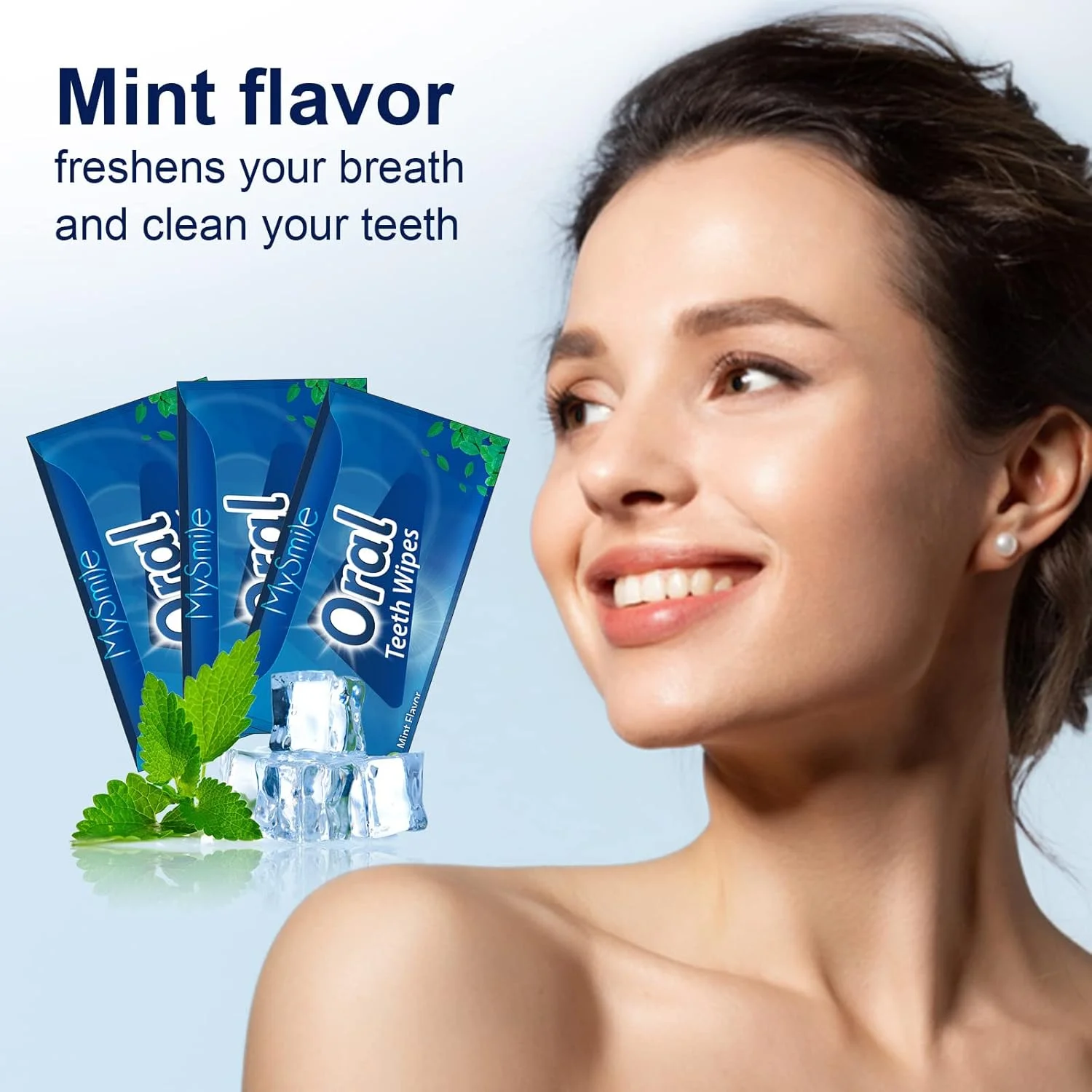 دستمال مرطوب دندان مای اسمایل 100 عددی، برس انگشتی یکبار مصرف، دستمال مرطوب پاک کننده عمیق، برس دهانی، دستمال مرطوب دندان برای تمیز کردن دندان، طعم نعناع تازه کننده دهان