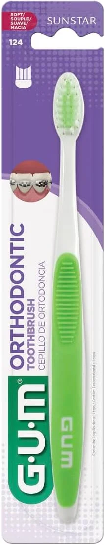 مسواک ارتودنسی میکروتیپ Gum - با درپوش بهداشتی - برس نرم - تمیز کردن موثر و عمیق - سر فشرده - رنگ های متنوع